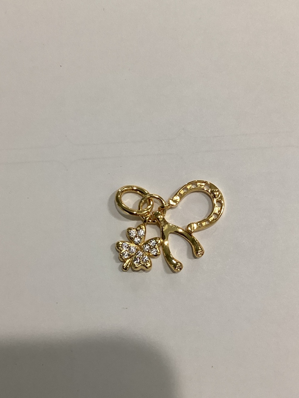 Gold Lucky Charm Pendant with Crystal Clover